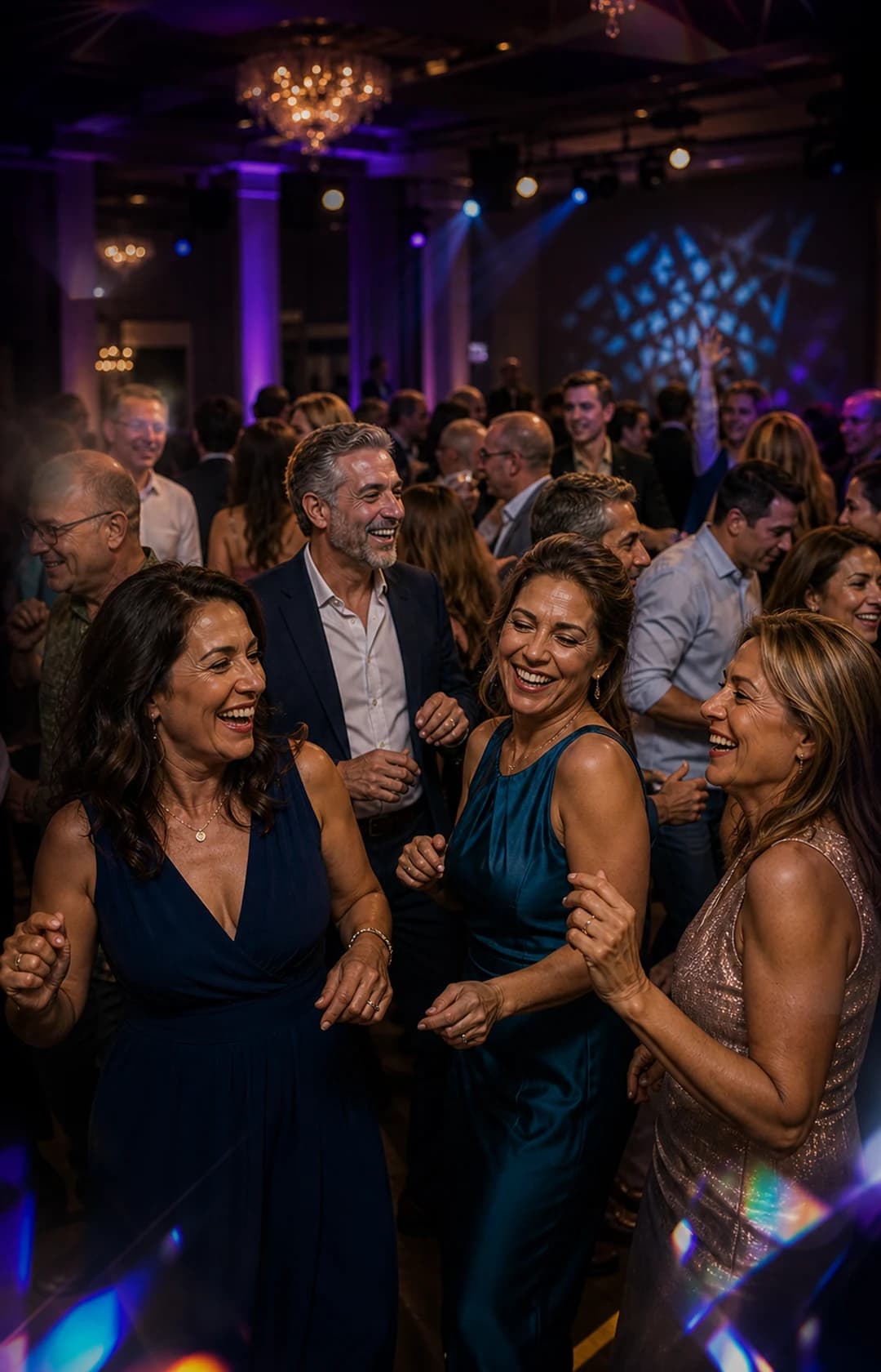 Pessoas em traje de gala celebrando o Baile do Diamante