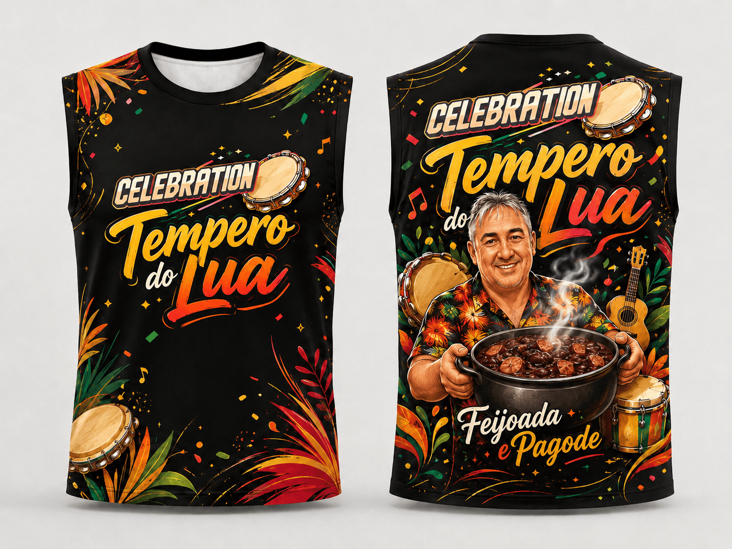 Frente e costas da camiseta oficial do Tempero do Lua
