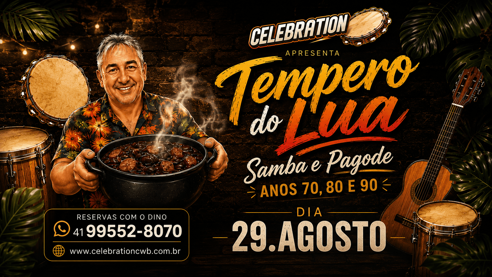 Celebration apresenta Tempero do Lua, com o Lua servindo sua feijoada